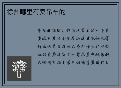 徐州哪里有卖吊车的